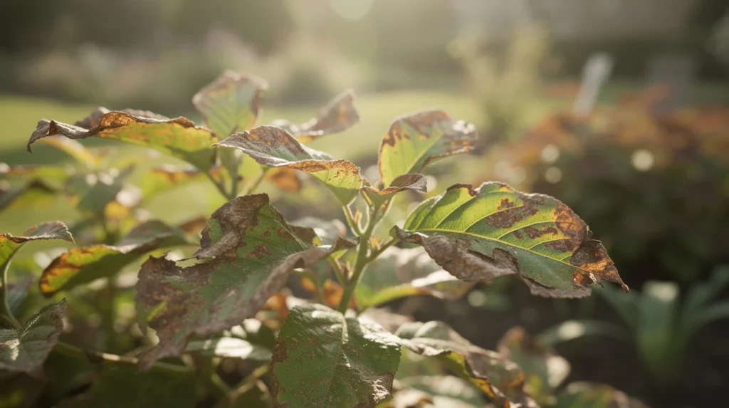 feuilles brûlées soleil