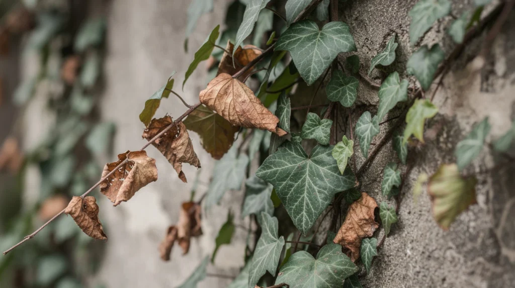 feuilles de lierre sèchent
