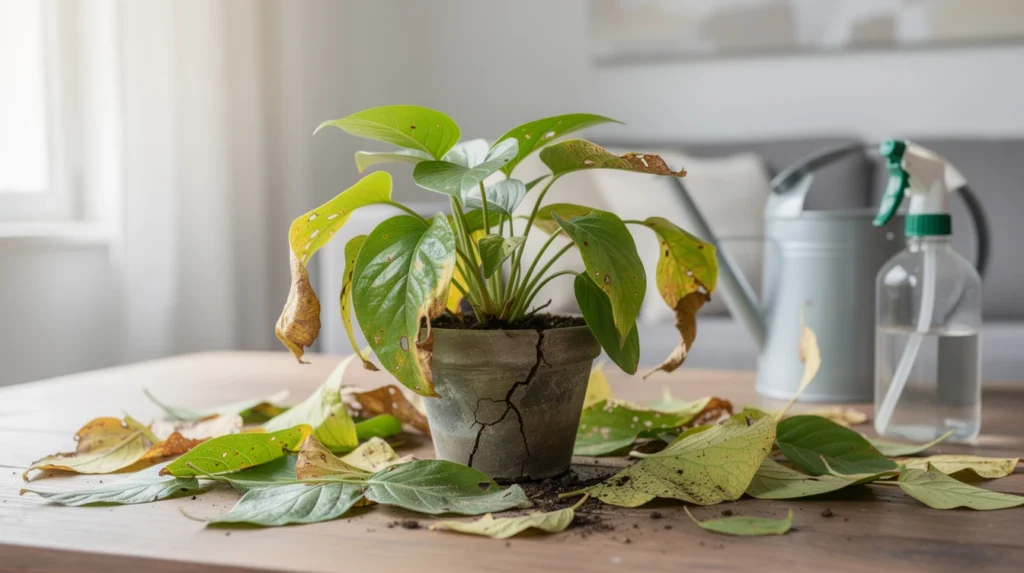 feuilles plante tombent