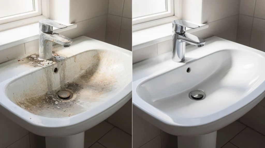 nettoyer lavabo calcaire
