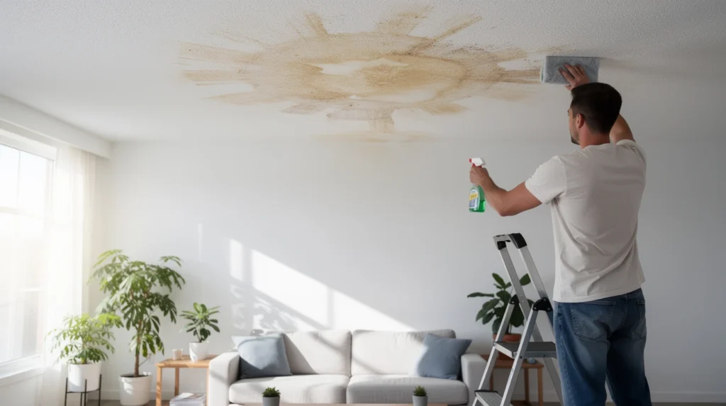 nettoyer plafond taché